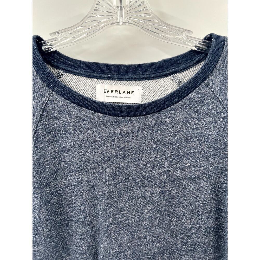 Everlane Women's Blue Heathered Cotton Long Sleeve Pullover Sweatshirt Sz Large - Picture 4 of 8